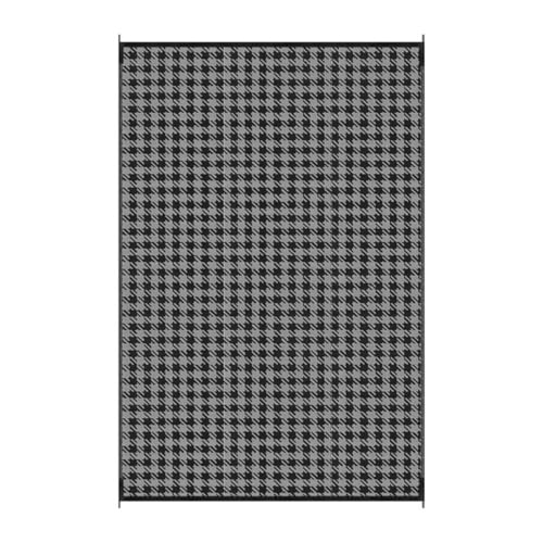 Hiseng Outdoor Teppich Wetterfest, Plaid Druck, Stroh Outdoorteppich, Balkon Camping Teppich, Wasserfest Terrasse Matte, UV-bestandig Faltbar Rug Carpet für Garten Picknick (Grau Plaid,120 * 180cm) von Hiseng