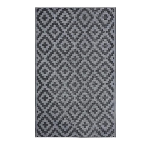 Hiseng Outdoor Teppich Wetterfest, Stroh Outdoorteppich, Balkon Camping Teppich, Wasserfest Terrasse Matte, UV-bestandig Faltbar Rug Carpet für Garten Picknick (Grau 2,122 * 183cm) von Hiseng