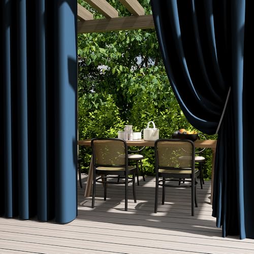 Hiseng Outdoor Vorhang Wetterfest mit Ösen 2er Set Balkon Outdoorvorhänge Wasserdicht Blickdicht Vorhang Outdoor Sichtschutz Sonnenschutz Vorhänge für Garten Terrasse Pavillon (132x213cm,Dunkelblau) Hiseng Outdoor Vorhang Wetterfest mit Ösen 2er Set Balkon Outdoorvorhänge Wasserdicht Blickdicht Vorhang Outdoor Sichtschutz Sonnenschutz Vorhänge für Garten Terrasse Pavillon (132x213cm,Dunkelblau) von Hiseng
