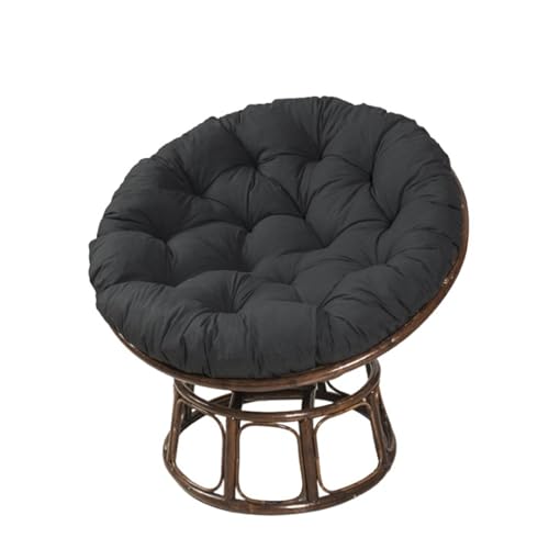 Hiseng Papasansessel Kissen Sitzauflage, Rundes Papasan Stuhlkissen, Rundes Dicke Stuhlkissen Bequem & Weich Sitzkissen Hängesessel für Indoor Outdoor Garten Stuhlauflage (90cm,Schwarz) von Hiseng