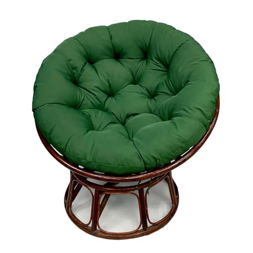 Hiseng Papasansessel Kissen Sitzauflage, Rundes Papasan Stuhlkissen, Wasserdicht Dicke Stuhlkissen Bequem & Weich Sitzkissen Hängesessel für Indoor Outdoor Garten Stuhlauflage (Dunkelgrün,110cm) von Hiseng