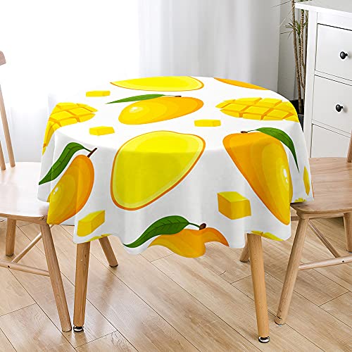 Hiseng Runde Tischdecke Kreative Cartoon Frucht Bedruckte 3D Abwaschbar Wasserdicht Fleckschutz Tischtuch für Outdoor Garten Home Dekoration- Verschiedene Größe (Mango,90cm) von Hiseng