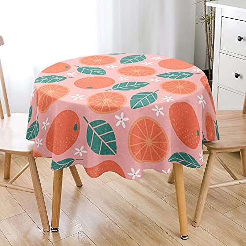 Hiseng Runde Tischdecke Nordischer Modern Frucht Bedruckte 3D Abwaschbar Wasserdicht Fleckschutz Tischtuch für Outdoor Garten Home Dekoration- Verschiedene Größe (Grapefruit,150cm) von Hiseng