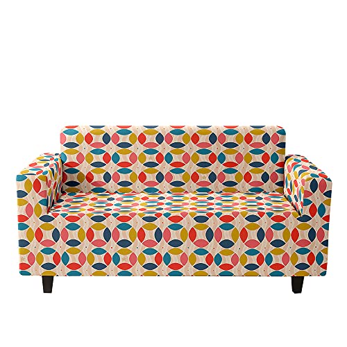 Hiseng Sofa Überzug, Stretch Sofabezug 1 2 3 4 Sitzer Polyesterfaser Couch Überzug Waschbar Universal Sofa Cover Anti-Kratzer Sofaschoner für Haustiere Und Kind (Kreis Geometrie,2-Sitzer) von Hiseng
