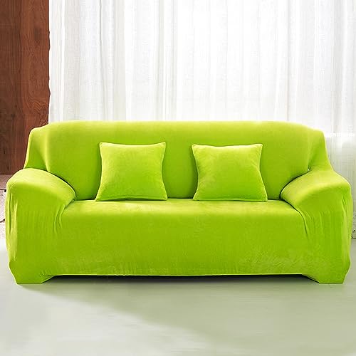 Hiseng Sofa Überzug, Stretch Sofabezug 1 2 3 4 Sitzer Polyesterfaser Couch Überzug Waschbar Universal Sofa Cover Samt Sofaschoner für Haustiere Und Kind (Grün,3-Sitzer) von Hiseng