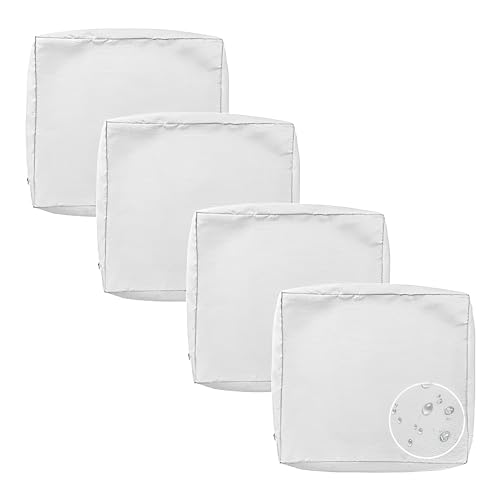 Hiseng Sofa Überzug Wasserdicht Outdoor Kissen Sofabezug Wasserdichten, 4 Stück Sofa Sitzkissenbezug Wetterfest Sofabezug für Terrassenmöbel, Garten, Gartenpolster (50x55cm,Weiß) von Hiseng
