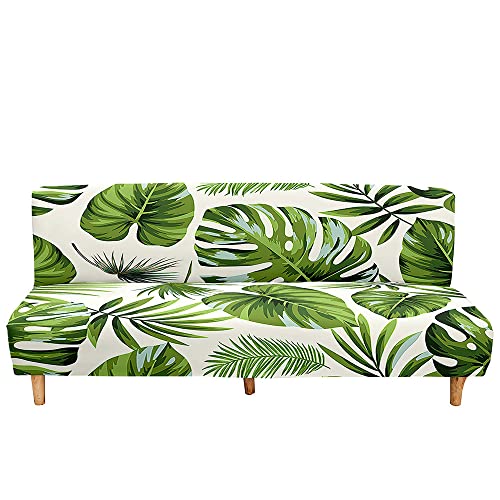 Hiseng Sofabezug 2/3 Sitzer Ohne Armlehne Clic Clac Sofahusse Stretch Schutzhülle Protector Bettcouch Schonbezug Couch überzug Sofabettüberzug Moderner 3D-Blätter (Monstera,190-230cm) von Hiseng