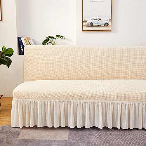 Hiseng Sofabezug 2/3 Sitzer Ohne Armlehne mit Rock Moderner Druck Clic Clac Sofahusse Stretch Schutzhülle Protector Bettcouch Schonbezug Couch überzug Sofabettüberzug (Creme Farben,150-190cm) von Hiseng