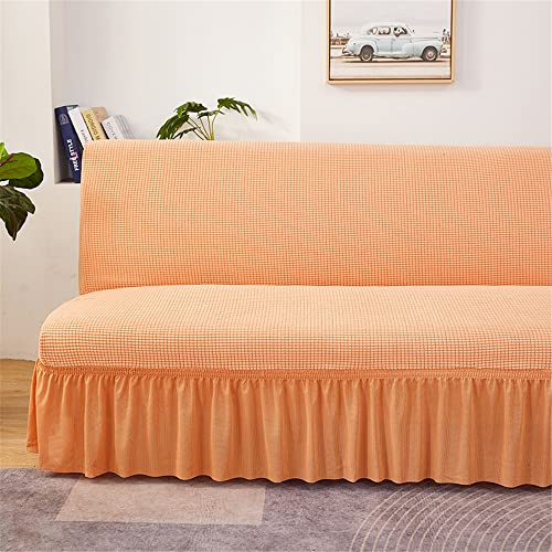 Hiseng Sofabezug 2/3 Sitzer Ohne Armlehne mit Rock Moderner Druck Clic Clac Sofahusse Stretch Schutzhülle Protector Bettcouch Schonbezug Couch überzug Sofabettüberzug (Orange,150-190cm) von Hiseng