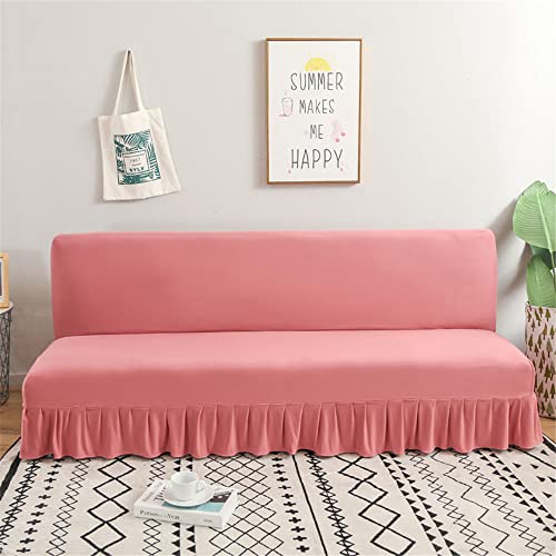 Hiseng Sofabezug 2/3 Sitzer Ohne Armlehne mit Rock Moderner Druck Clic Clac Sofahusse Stretch Schutzhülle Protector Bettcouch Sofabettüberzug (Bohnen Paste,180-200cm) von Hiseng