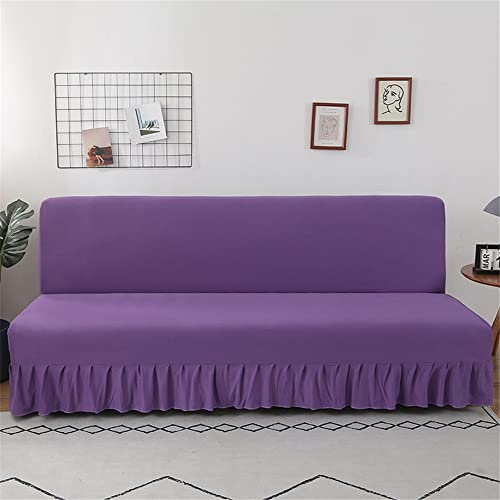 Hiseng Sofabezug 2/3 Sitzer Ohne Armlehne mit Rock Moderner Druck Clic Clac Sofahusse Stretch Schutzhülle Protector Bettcouch Sofabettüberzug (Violett,150-170cm) von Hiseng