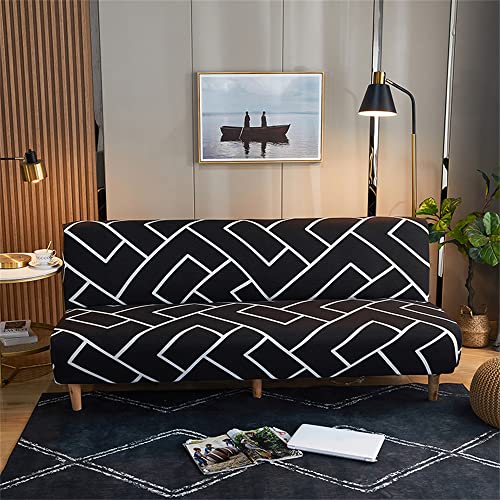 Hiseng Sofabezug 3/2 Sitzer Ohne Armlehne, Moderner Clic Clac Sofahusse Stretch Schutzhülle Protector Bettcouch Schonbezug Couch überzug Sofabettüberzug (160-190cm,Schwarz) von Hiseng