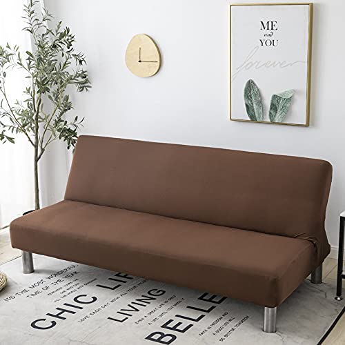 Hiseng Sofabezug 3 Sitzer Ohne Armlehne, Moderner Druck Clic Clac Sofahusse Stretch Schutzhülle Protector Bettcouch Schonbezug Couch überzug Sofabettüberzug (Braun,190-230cm) von Hiseng