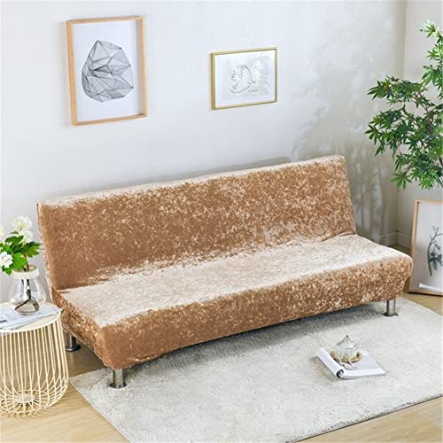 Hiseng Sofabezug 3 Sitzer Ohne Armlehne, Moderner Druck Clic Clac Sofahusse Stretch Schutzhülle Protector Bettcouch Schonbezug Couch überzug Sofabettüberzug (Golden,195-225cm) von Hiseng