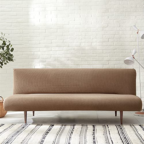 Hiseng Sofabezug 3 Sitzer Ohne Armlehne, Moderner Druck Clic Clac Sofahusse Stretch Schutzhülle Protector Bettcouch Schonbezug Couch überzug Sofabettüberzug (L:180-200cm,Braun) von Hiseng