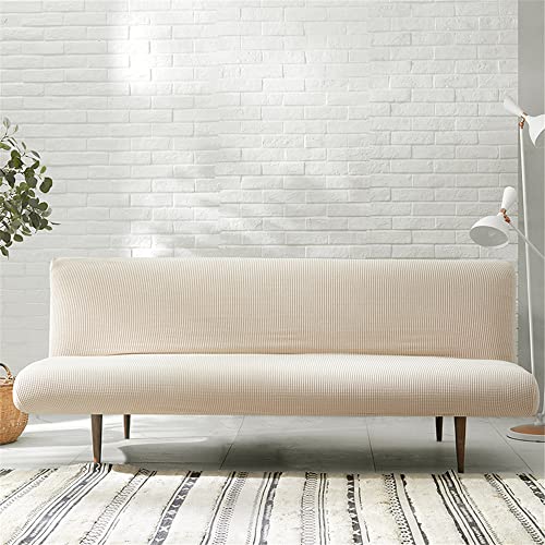 Hiseng Sofabezug 3 Sitzer Ohne Armlehne, Moderner Druck Clic Clac Sofahusse Stretch Schutzhülle Protector Bettcouch Schonbezug Couch überzug Sofabettüberzug (L:180-200cm,Creme Farben) von Hiseng