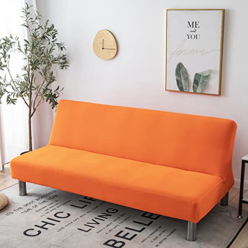 Hiseng Sofabezug 3 Sitzer Ohne Armlehne, Moderner Druck Clic Clac Sofahusse Stretch Schutzhülle Protector Bettcouch Schonbezug Couch überzug Sofabettüberzug (Orange,150-190cm) von Hiseng