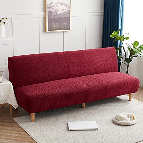 Hiseng Sofabezug 3 Sitzer Ohne Armlehne, Moderner Druck Clic Clac Sofahusse Stretch Schutzhülle Protector Bettcouch Schonbezug Couch überzug Sofabettüberzug (Rotwein,L: 190-210cm) von Hiseng