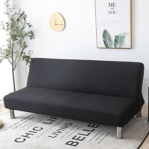 Hiseng Sofabezug 3 Sitzer Ohne Armlehne, Moderner Druck Clic Clac Sofahusse Stretch Schutzhülle Protector Bettcouch Schonbezug Couch überzug Sofabettüberzug (Schwarz,90-150cm) von Hiseng