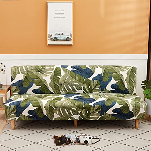 Hiseng Sofabezug 3 Sitzer Ohne Armlehne, Moderner Druck Clic Clac Sofahusse Stretch Schutzhülle Protector Bettcouch Schonbezug Couch überzug Sofabettüberzug (Vegetation,190-210cm) von Hiseng