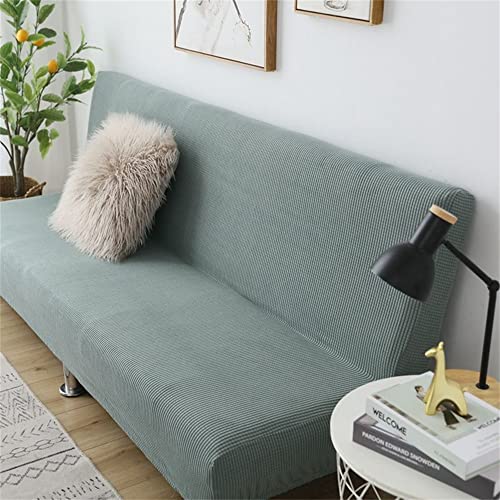 Hiseng Sofabezug Ohne Armlehnen Stretch Moderner Druck Sofabezug 2/3 Sitzer Couch überzug Armlose Sofabettüberzug für Faltbares Schlafsofa Ohne Armlehnen (Grün 1,190-210cm) von Hiseng