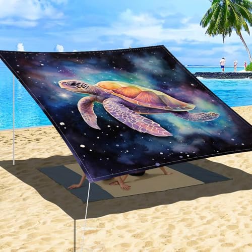 Hiseng Sonnensegel Wasserdicht, 3D Meeresschildkröte Muster Sonnensegel Markise Tarp mit 4 Seilen Rechteckig Quadratisch UV Schutz 95% Atmungsaktiv Sonnenschutz (Schildkröte 2,1.8x1.8m) von Hiseng