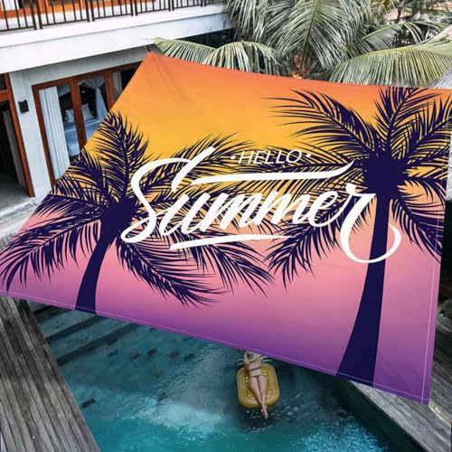 Hiseng Sonnensegel Wasserdicht, 3D Sonnenuntergang Muster Sonnensegel Markise Tarp mit 4 Seilen Rechteckig Quadratisch UV Schutz 95% Atmungsaktiv Sonnenschutz Windschutz (Sommer Stil,2x2.4m) von Hiseng