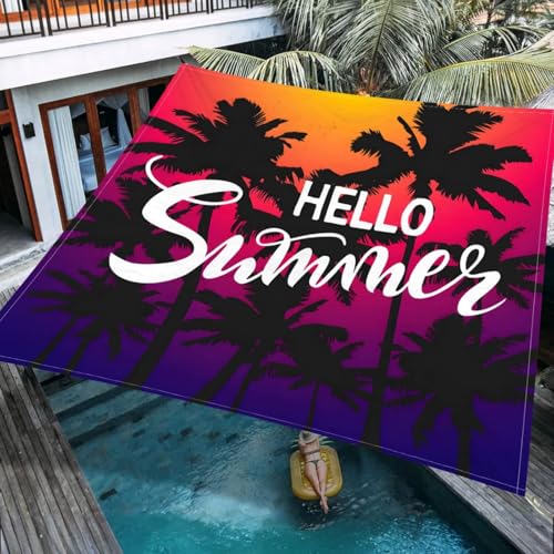 Hiseng Sonnensegel Wasserdicht, 3D Sonnenuntergang Muster Sonnensegel Markise Tarp mit 4 Seilen Rechteckig Quadratisch UV Schutz 95% Atmungsaktiv Sonnenschutz Windschutz (Sonnenuntergang,2x2m) von Hiseng