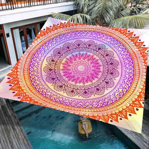 Hiseng Sonnensegel Wasserdicht, Sonnensegel Markise Tarp mit 4 Seilen Mandala Stil Rechteckig Quadratisch UV Schutz 95% Atmungsaktiv Sonnenschutz Windschutz für Outdoor Balkon (Stil 1,1.8x1.8m) von Hiseng