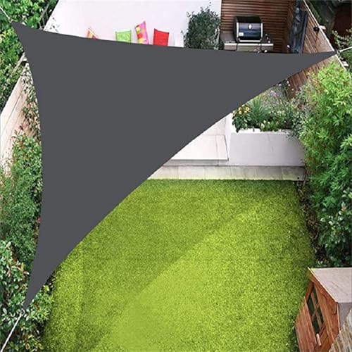 Hiseng Sonnensegel Wasserdicht Dreieck mit Ösen, Baldachin Segel mit 3 Seilen UV Schutz 95% Atmungsaktiv Markise Tarp Terrasse Sonnenschutz Windschutz für Outdoor Garten (Dunkelgrau,4x4x4m) von Hiseng