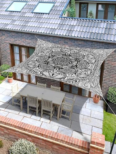 Hiseng Sonnensegel Wasserdicht Rechteckig Quadrat, Ethnisch Stil Baldachin Segel mit 4 Seilen UV Schutz 95% Atmungsaktiv Markise Tarp Terrasse Sonnenschutz für Balkon (Ethnisch Stil,2x2.4m) von Hiseng