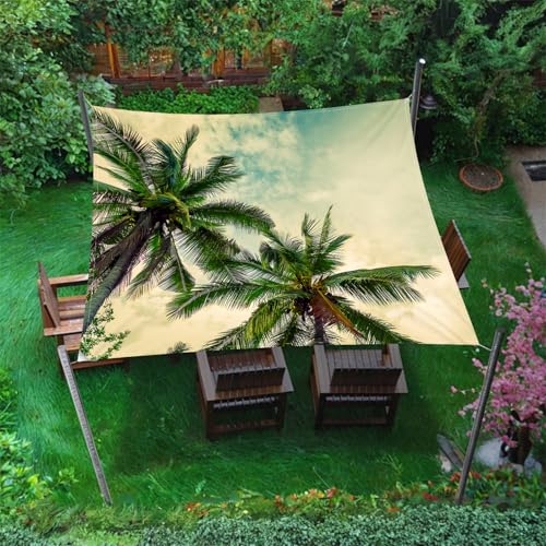 Hiseng Sonnensegel mit Ösen, 3D Strandurlaub Polyester Outdoor Markise, Sonnensegel Wasserdicht, Outdoor Wetterfest UV-Schut Markise, Tarp für Terrasse, Hinterhof, Rasen, Garten (Gelb,1.8x1.8m) von Hiseng