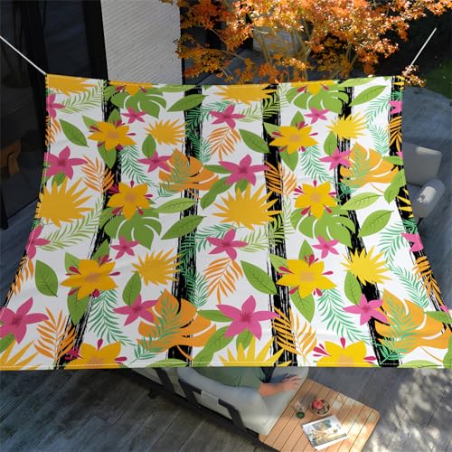 Hiseng Sonnensegel mit Ösen, 3D Streifenmusterserie Polyester Outdoor Markise, Outdoor Sonnensegel Wasserdicht, Wetterfest UV-Schut Markise Tarp für Hinterhof, Rasen, Terrasse (Gelb 1,2x2m) von Hiseng