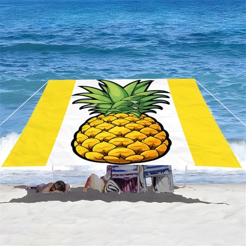 Hiseng Sonnensegel mit Ösen, Ananas-Druck Polyester Outdoor Markise, Sonnensegel Wasserdicht, Outdoor Wetterfest UV-Schut Markise, Tarp für Terrasse, Hinterhof, Rasen, Garten (Gelb,1.8x1.8m) von Hiseng