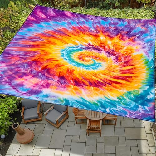 Hiseng Sonnensegel mit Ösen, Batik-Aquarell Polyester Outdoor Markise, Sonnensegel Wasserdicht, Outdoor Wetterfest UV-Schut Markise, Tarp für Terrasse, Hinterhof, Rasen, Garten (Bunt,2x2m) von Hiseng