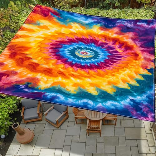 Hiseng Sonnensegel mit Ösen, Batik-Aquarell Polyester Outdoor Markise, Sonnensegel Wasserdicht, Outdoor Wetterfest UV-Schut Markise, Tarp für Terrasse, Hinterhof, Rasen, Garten (Gelb,2x2m) von Hiseng
