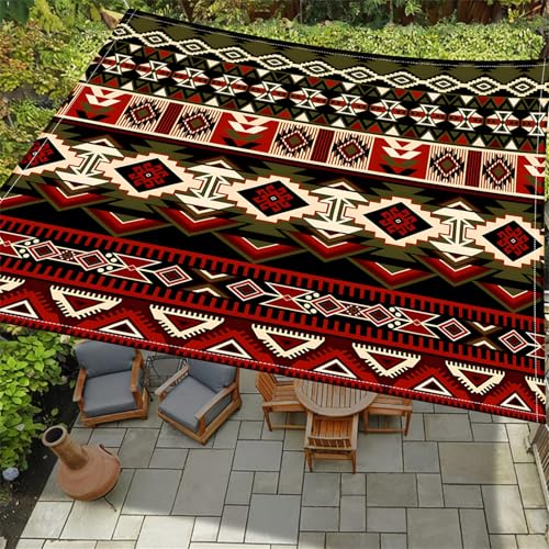 Hiseng Sonnensegel mit Ösen, Böhmisches Druckthema Polyester Outdoor Markise, Sonnensegel Wasserdicht, Outdoor Wetterfest UV-Schut Markise, Tarp für Terrasse, Hinterhof, Rasen (Braun,1.5x1.5m) von Hiseng