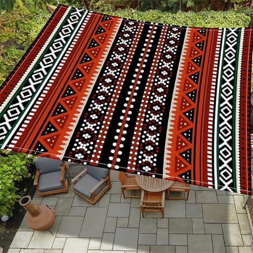 Hiseng Sonnensegel mit Ösen, Böhmisches Druckthema Polyester Outdoor Markise, Sonnensegel Wasserdicht, Outdoor Wetterfest UV-Schut Markise, Tarp für Terrasse, Hinterhof, Rasen (Rot,1.8x1.8m) von Hiseng