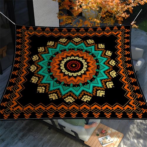 Hiseng Sonnensegel mit Ösen, Einfarbiges Mandala Polyester Outdoor Markise, Sonnensegel Wasserdicht, Outdoor Wetterfest UV-Schut Markise, Tarp für Terrasse, Hinterhof, Rasen, Garten (Schwarz,2x2m) von Hiseng