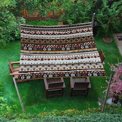 Hiseng Sonnensegel mit Ösen, Klassischer Bohème Polyester Outdoor Markise, Sonnensegel Wasserdicht, Outdoor Wetterfest UV-Schut Markise, Tarp für Terrasse, Hinterhof,Rasen (Kaffee,2x2.4m) von Hiseng