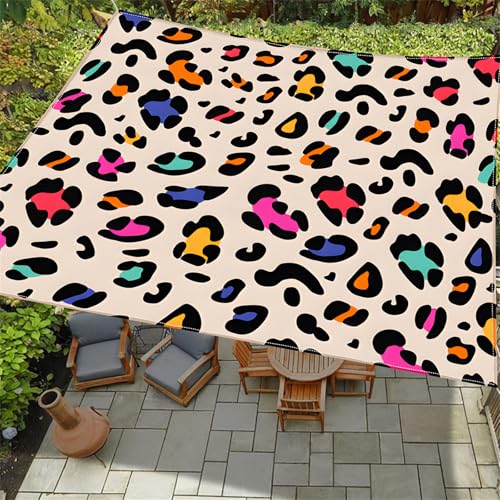 Hiseng Sonnensegel mit Ösen, Leopardenmuster Polyester Outdoor Markise, Sonnensegel Wasserdicht, Outdoor Wetterfest UV-Schut Markise, Tarp für Terrasse, Hinterhof, Rasen, Garten (Mehrfarbig,2x2m) von Hiseng
