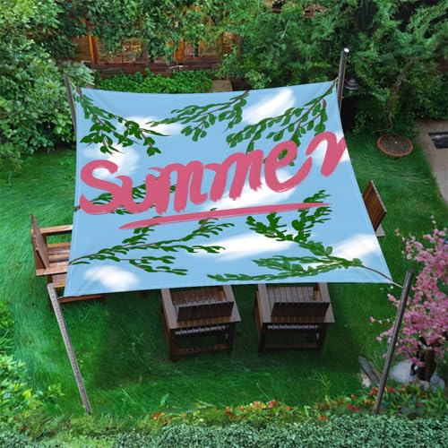 Hiseng Sonnensegel mit Ösen, Sommerthema Polyester Outdoor Markise, Sonnensegel Wasserdicht, Outdoor Wetterfest UV-Schut Markise, Tarp für Terrasse, Hinterhof, Rasen, Garten (Blau 2,1.8x1.8m) von Hiseng