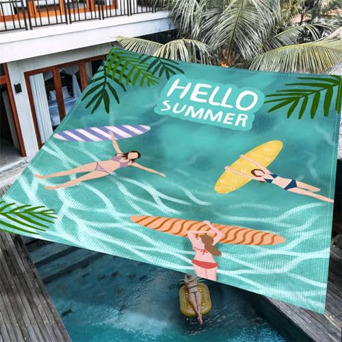 Hiseng Sonnensegel mit Ösen, Tropischer Sommerbaum Polyester Outdoor Markise, Sonnensegel Wasserdicht, Outdoor Wetterfest UV-Schut Markise, Tarp für Terrasse, Hinterhof, Rasen (Grün,1.8x1.8m) von Hiseng