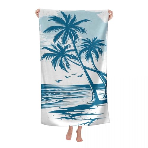 Hiseng Strandtuch Mikrofaser Groß Leicht, Strandhandtuch Schnelltrocknend Weich Mikrofaser Reise Handtuch Outdoor Tragbares Badetuch für Strand oder Pool (70 * 140cm,Kokosnussbaum 4) von Hiseng