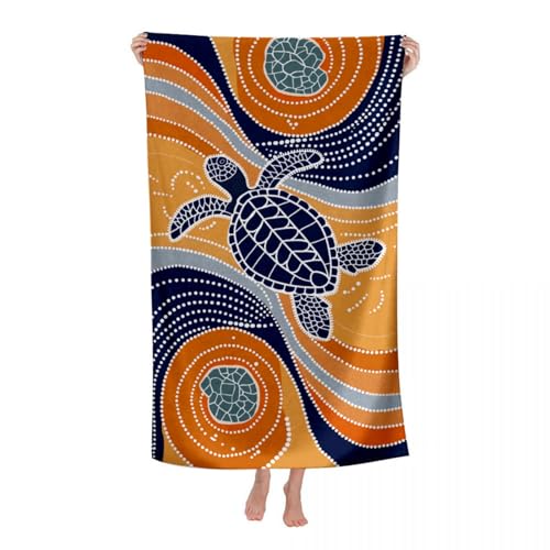 Hiseng Strandtuch Mikrofaser Groß Leicht, Strandhandtuch Schnelltrocknend Weich Mikrofaser Reise Handtuch Outdoor Tragbares Badetuch für Strand oder Pool (70 * 140cm,Meeresschildkröte 7) von Hiseng