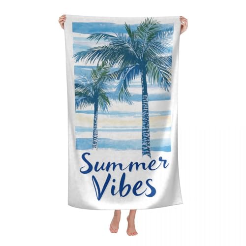 Hiseng Strandtuch Mikrofaser Groß Leicht, Strandhandtuch Schnelltrocknend Weich Mikrofaser Reise Handtuch Outdoor Tragbares Badetuch für Strand oder Pool (80 * 160cm,Kokosnussbaum 8) von Hiseng