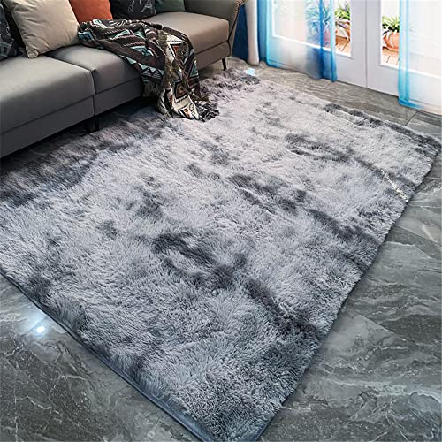 Hiseng Teppich Wohnzimmerteppich Langflor Weich Flauschig Teppiche Anti-Rutsch-Shaggy-Bereich Esszimmer Home Innenbereich Schlafzimmer Bodenmatte Heimdekoration (120x160cm,dunkelgrau) von Hiseng