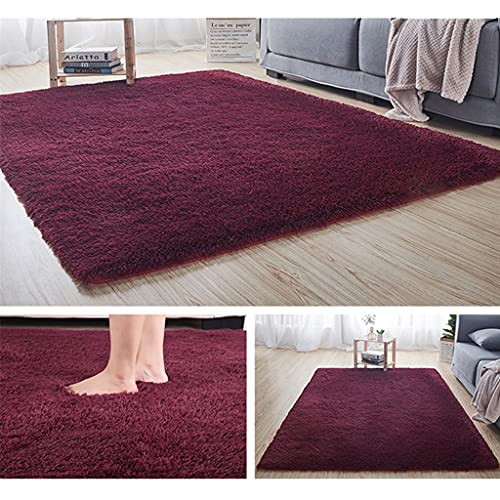 Hiseng Teppich Wohnzimmerteppich Langflor Weich Flauschig Teppiche Anti-Rutsch-Shaggy-Bereich Esszimmer Home Innenbereich Schlafzimmer Bodenmatte Heimdekoration (Purpur,160x200cm) von Hiseng