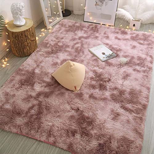 Hiseng Teppich Wohnzimmerteppich Langflor Weich Flauschig Teppiche Anti-Rutsch-Shaggy-Bereich Esszimmer Innenbereich Schlafzimmer Home Bodenmatte Heimdekoration (40x60cm,Rosa-violett) von Hiseng