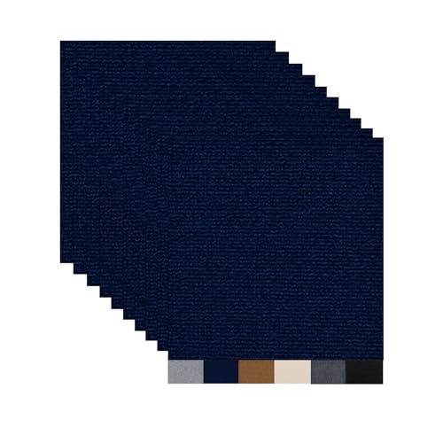 Hiseng Teppichfliesen Selbstklebend 30x30cm, 10/20/30 Stück Teppichfliesen Selbstliegend Rutschfeste Strapazierfähig Teppich Bodenbelag für Büro Wohnzimmer Schlafzimmer (20 Stück,Dunkelblau) von Hiseng
